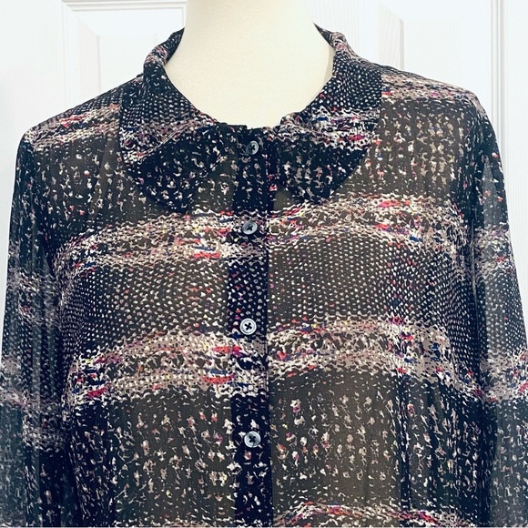 Cabi Paris Sheer Long Sleeve Blouse Top Button-Up Style #3249 Womens Sz M - Picture 3 of 9